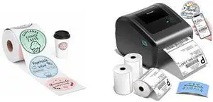 Bluetooth Shipping Label Printer with 3 Roll Labels & 400PCS 4 Color Circle Thermal Labels, Thermal Label Printer 4x6 for Small Business, Shipping Packages, Office, Home, Compatible with Tiktok USPS Bluetooth Shipping Label Printer with 3 Roll Labels & 400PCS 4 Color Circle Thermal Labels, Thermal Label Printer 4x6 for Small Business, Shipping Packages, Office, Home, Compatible with Tiktok USPS
