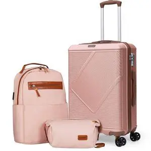 CONCEPTEN Luggage Sets 3 Piece, 20 Inch Carry On Suitcases With Spinner Wheels, Lightweight Travel Luggage With TSA Lock, ABS Hardshell Suitcase (Pink) CONCEPTEN Luggage Sets 3 Piece, 20 Inch Carry On Suitcases With Spinner Wheels, Lightweight Travel Luggage With TSA Lock, ABS Hardshell Suitcase (Pink)