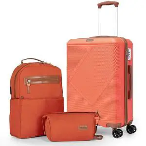 CONCEPTEN Luggage Sets 3 Piece, 20 Inch Carry On Suitcases With Spinner Wheels, Lightweight Travel Luggage With TSA Lock, ABS Hardshell Suitcase (Tangerine) CONCEPTEN Luggage Sets 3 Piece, 20 Inch Carry On Suitcases With Spinner Wheels, Lightweight Travel Luggage With TSA Lock, ABS Hardshell Suitcase (Tangerine)