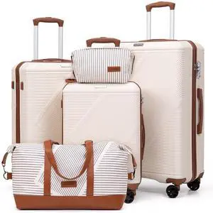 CONCEPTEN Luggage Sets 5 Piece, Hardside Spinner Suitcases with Wheels, Lightweight Carry On Luggage Set with TSA Lock, 20in 24in 28in ABS Hardshell Travel Set, White CONCEPTEN Luggage Sets 5 Piece, Hardside Spinner Suitcases with Wheels, Lightweight Carry On Luggage Set with TSA Lock, 20in 24in 28in ABS Hardshell Travel Set, White