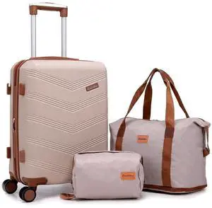 CONCEPTEN Expandable Luggage Sets 3 Piece, Hard Case Suitcase Set with Spinner Wheels,22x14x9 Airline Approved Carry on,Lightweight Durable Suitcase with TSA Lock (Beige) CONCEPTEN Expandable Luggage Sets 3 Piece, Hard Case Suitcase Set with Spinner Wheels,22x14x9 Airline Approved Carry on,Lightweight Durable Suitcase with TSA Lock (Beige)