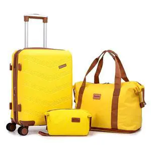 CONCEPTEN Expandable Luggage Sets 3 Piece, Hard Case Suitcase Set with Spinner Wheels,22x14x9 Airline Approved Carry on,Lightweight Durable Suitcase with TSA Lock (Yellow) CONCEPTEN Expandable Luggage Sets 3 Piece, Hard Case Suitcase Set with Spinner Wheels,22x14x9 Airline Approved Carry on,Lightweight Durable Suitcase with TSA Lock (Yellow)