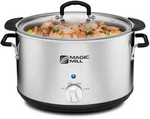 Magic Mill Extra Large 10 Quart Slow Cooker With Metal Searing Pot & Transparent Tempered Glass Lid Magic Mill Extra Large 10 Quart Slow Cooker With Metal Searing Pot & Transparent Tempered Glass Lid