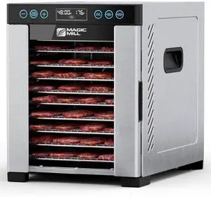 Magic Mill Pro Food Dehydrator Machine | 10 Stainless Steel Trays | Dryer for Jerky, Dog Treats, Herb, Meat, Beef, Fruit | Keep Warm Function, Digital Timer and Temperature Control, ETL Approved Magic Mill Pro Food Dehydrator Machine | 10 Stainless Steel Trays | Dryer for Jerky, Dog Treats, Herb, Meat, Beef, Fruit | Keep Warm Function, Digital Timer and Temperature Control, ETL Approved