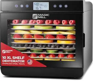 Magic Mill Premium Food Dehydrator Machine (10 Extra-Large Stainless Steel Trays) 700W Dryer for Beef Jerky, Fruits, Vegetables, Dog Treats, 48 Hour Digital Timer - 95°-167° Temperature Control Magic Mill Premium Food Dehydrator Machine (10 Extra-Large Stainless Steel Trays) 700W Dryer for Beef Jerky, Fruits, Vegetables, Dog Treats, 48 Hour Digital Timer - 95°-167° Temperature Control
