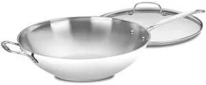 Cuisinart 14-Inch Stir-Fry Pan, Helper Handle and Glass Cover, Chef's Classic Stainless Steel, 726-38H Cuisinart 14-Inch Stir-Fry Pan, Helper Handle and Glass Cover, Chef's Classic Stainless Steel, 726-38H