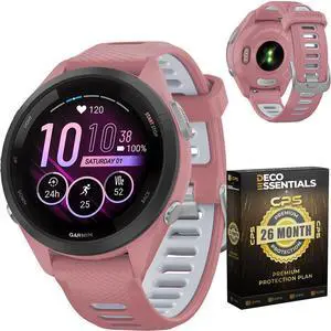 Garmin Forerunner 265S Running GPS Smartwatch, AMOLED Display, 42mm, Light Pink/Whitestone, 010-02810-05 - Bundle w/Deco Essentials 26-Month CPS Plan Garmin Forerunner 265S Running GPS Smartwatch, AMOLED Display, 42mm, Light Pink/Whitestone, 010-02810-05 - Bundle w/Deco Essentials 26-Month CPS Plan