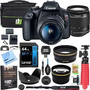 Canon EOS Rebel T7 DSLR Camera Bundle with EF-S 18-55mm is II Lens | 24.1MP, Wi-Fi, USA Warranty | Deco Gear Case, Double Battery, 64GB Card, Cleaning Kit & Mini Tripod Canon EOS Rebel T7 DSLR Camera Bundle with EF-S 18-55mm is II Lens | 24.1MP, Wi-Fi, USA Warranty | Deco Gear Case, Double Battery, 64GB Card, Cleaning Kit & Mini Tripod