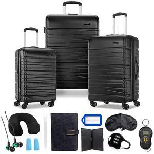 Samsonite 145796-1027 Evolve SE 3 Piece Spinner Luggage Set, Bass Black Bundle with Deco Gear 10 Piece Luggage Accessory Kit Samsonite 145796-1027 Evolve SE 3 Piece Spinner Luggage Set, Bass Black Bundle with Deco Gear 10 Piece Luggage Accessory Kit