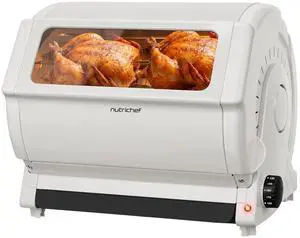 NutriChef Horizontal Rotating Shawarma Oven | Rotisserie, Shawarma & Kebab Machine | Includes Large 22.4 Quart Capacity, 3-Hour Timer & 6 Kebab Skewers | Ideal for Chicken,Turkey & Lamb | White NutriChef Horizontal Rotating Shawarma Oven | Rotisserie, Shawarma & Kebab Machine | Includes Large 22.4 Quart Capacity, 3-Hour Timer & 6 Kebab Skewers | Ideal for Chicken,Turkey & Lamb | White