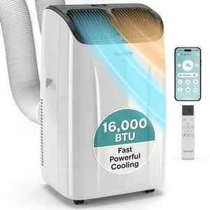SereneLife 16,000 BTU Smart Inverter Portable Air Conditioner | Dual Hose Portable AC Unit with Heat, Dehumidifier & Fan | Wi-Fi Enabled Compact Standing Air Conditioner with Window Kit SereneLife 16,000 BTU Smart Inverter Portable Air Conditioner | Dual Hose Portable AC Unit with Heat, Dehumidifier & Fan | Wi-Fi Enabled Compact Standing Air Conditioner with Window Kit