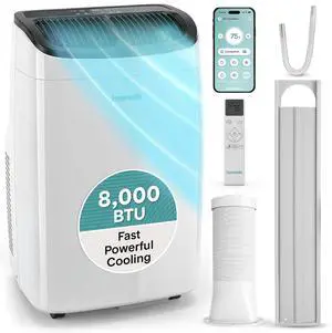 SereneLife 8,000 BTU Portable Air Conditioner with Dehumidifier & Fan | Portable AC Unit with WiFi for Wide Area Climate Control | Compact Standing Air Conditioner with Window Kit SereneLife 8,000 BTU Portable Air Conditioner with Dehumidifier & Fan | Portable AC Unit with WiFi for Wide Area Climate Control | Compact Standing Air Conditioner with Window Kit