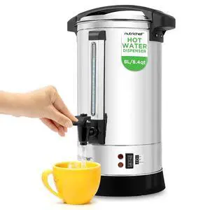 NutriChef Water Boiler and Hot Water Dispenser, 8L Electric Beverage Dispenser with Safety Lock Lid, Non-Drip Tap, Warm Function, Food Grade Stainless Steel, Home & Commercial Use, 19"x9"x9", Silver NutriChef Water Boiler and Hot Water Dispenser, 8L Electric Beverage Dispenser with Safety Lock Lid, Non-Drip Tap, Warm Function, Food Grade Stainless Steel, Home & Commercial Use, 19"x9"x9", Silver