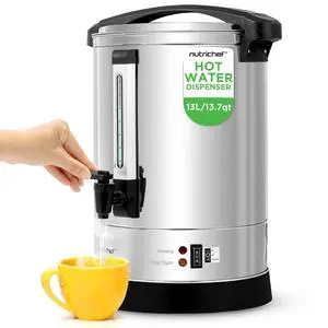 NutriChef Water Boiler and Hot Water Dispenser, 13L Electric Beverage Dispenser with Safety Lock Lid, Non-Drip Tap, Warm Function, Food Grade Stainless Steel, Home and Commercial Use, 20x11x11 in. NutriChef Water Boiler and Hot Water Dispenser, 13L Electric Beverage Dispenser with Safety Lock Lid, Non-Drip Tap, Warm Function, Food Grade Stainless Steel, Home and Commercial Use, 20x11x11 in.