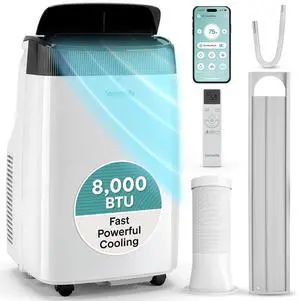 SereneLife Portable Air Conditioner 8000 BTU With WIFI | 3-in-1 Cooling, Fan and Dehumidifier | 24-H Timer up to 350 sq ft Coverage | AC Unit for Bedroom, Home & Office | Window Kit & Remote SereneLife Portable Air Conditioner 8000 BTU With WIFI | 3-in-1 Cooling, Fan and Dehumidifier | 24-H Timer up to 350 sq ft Coverage | AC Unit for Bedroom, Home & Office | Window Kit & Remote