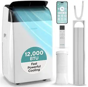 SereneLife 12,000 BTU Portable Air Conditioner with Dehumidifier & Fan | Portable AC Unit with WiFi for Wide Area Climate Control | Compact Standing Air Conditioner with Window Kit SereneLife 12,000 BTU Portable Air Conditioner with Dehumidifier & Fan | Portable AC Unit with WiFi for Wide Area Climate Control | Compact Standing Air Conditioner with Window Kit