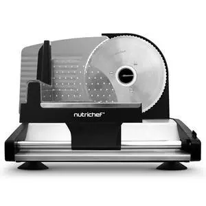 Nutrichef Electric Meat Slicer | 200W Automatic Meat, Deli & Bread Slicer | Adjustable Dial for 0-15mm Cutting Range Thickness | Removable 7.5 IN Stainless Steel Blade & Food Pusher for Safety (Black) Nutrichef Electric Meat Slicer | 200W Automatic Meat, Deli & Bread Slicer | Adjustable Dial for 0-15mm Cutting Range Thickness | Removable 7.5 IN Stainless Steel Blade & Food Pusher for Safety (Black)