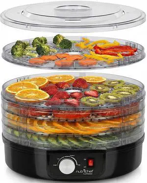 NutriChef Electric Countertop Food Dehydrator - Professional Multi-Tier Food Preserver - Dehydrates Fish, Meats, Mushrooms, Fruits & Vegetables - 5 Easy to Clean Stackable Trays., One Size, Black NutriChef Electric Countertop Food Dehydrator - Professional Multi-Tier Food Preserver - Dehydrates Fish, Meats, Mushrooms, Fruits & Vegetables - 5 Easy to Clean Stackable Trays., One Size, Black
