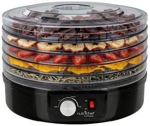 Nutrichef Electric Countertop Food Dehydrator | Professional Multi-Tier Food Preserver | Dehydrate Fish, Beef Jerky, Meats, Mushrooms, Fruits & Vegetables | 5 Stackable Trays for Easy Cleaning Nutrichef Electric Countertop Food Dehydrator | Professional Multi-Tier Food Preserver | Dehydrate Fish, Beef Jerky, Meats, Mushrooms, Fruits & Vegetables | 5 Stackable Trays for Easy Cleaning