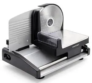 Electric Meat Slicer | 200W Automatic Meat & Bread Slicer | Adjustable Dial for 0-15mm Cutting Range Thickness | Removable 7.5 IN Stainless Steel Blade & Food Pusher for Safety (Black) Electric Meat Slicer | 200W Automatic Meat & Bread Slicer | Adjustable Dial for 0-15mm Cutting Range Thickness | Removable 7.5 IN Stainless Steel Blade & Food Pusher for Safety (Black)