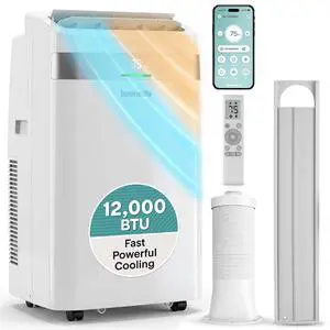 SereneLife Portable AC Unit and Heater, Adjustable Temperature with 12,000 BTU Cooling & Heating, Smart Wi-Fi Control, Dehumidifier & Fan Modes, Portable AC Units for Rooms with Window Mount Kit White SereneLife Portable AC Unit and Heater, Adjustable Temperature with 12,000 BTU Cooling & Heating, Smart Wi-Fi Control, Dehumidifier & Fan Modes, Portable AC Units for Rooms with Window Mount Kit White