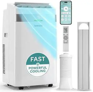 SereneLife Portable AC Unit with Wi-Fi, 14000 BTU Cooling, Dehumidifier & Fan Modes Portable Air Conditioner, Adjustable Temperature, Compact Room Air Conditioner with Window Exhaust Kit, White SereneLife Portable AC Unit with Wi-Fi, 14000 BTU Cooling, Dehumidifier & Fan Modes Portable Air Conditioner, Adjustable Temperature, Compact Room Air Conditioner with Window Exhaust Kit, White