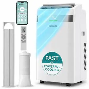 SereneLife Portable AC Unit with Wi-Fi, 14,000 BTU Cooling, Dehumidifier & Fan Modes Portable Air Conditioner, Adjustable Temperature, Compact Room Air Conditioner with Window Exhaust Kit, White SereneLife Portable AC Unit with Wi-Fi, 14,000 BTU Cooling, Dehumidifier & Fan Modes Portable Air Conditioner, Adjustable Temperature, Compact Room Air Conditioner with Window Exhaust Kit, White