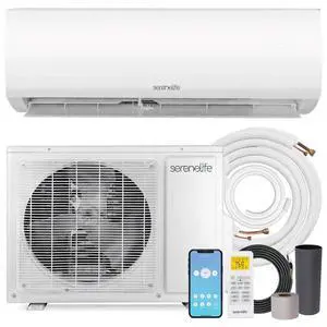 SereneLife 12,000 BTU Mini Split Air Conditioner & Heat Pump 110/120V Indoor & Outdoor Wall-Mounted Units 20 SEER2 with WiFi, Installation Kit Included SereneLife 12,000 BTU Mini Split Air Conditioner & Heat Pump 110/120V Indoor & Outdoor Wall-Mounted Units 20 SEER2 with WiFi, Installation Kit Included