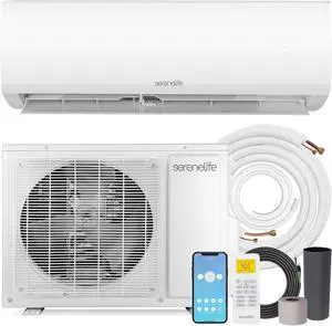 SereneLife 9,000 BTU Mini Split AC/Heating System 115V Mini Split Air Conditioner with Heat Pump, WiFi, Fast Cooling & Heating for Home/Bedroom/Office Up to 450 Sq Ft SereneLife 9,000 BTU Mini Split AC/Heating System 115V Mini Split Air Conditioner with Heat Pump, WiFi, Fast Cooling & Heating for Home/Bedroom/Office Up to 450 Sq Ft