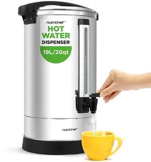 NutriChef 19L Water Boiler Hot Water Dispenser Urn | Large Electric Kettle with Keep Warm Function, Safety Lock Lid & Stainless Steel Inner Pot for Tea & Hot Beverages (Black & Silver). NutriChef 19L Water Boiler Hot Water Dispenser Urn | Large Electric Kettle with Keep Warm Function, Safety Lock Lid & Stainless Steel Inner Pot for Tea & Hot Beverages (Black & Silver).