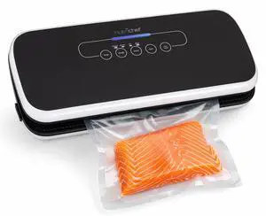 NutriChef Vacuum Sealer Machine for Food Automatic Food Sealer with Dry & Moist Modes, LED Controls, Starter Kit with Bags, Roll, Hose & Wine Stopper, Compact (Black) NutriChef Vacuum Sealer Machine for Food Automatic Food Sealer with Dry & Moist Modes, LED Controls, Starter Kit with Bags, Roll, Hose & Wine Stopper, Compact (Black)