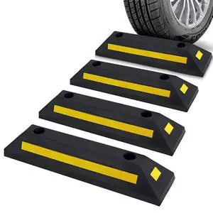 Pyle Curb Garage Vehicle Floor Safety Heavy Duty Rubber Parking Lot Driveway Stopper, for Car Vans Trucks Tire Wheel Guide Block Protect Bumper, 4 Pack PCRSTP11X4, Multicolored Pyle Curb Garage Vehicle Floor Safety Heavy Duty Rubber Parking Lot Driveway Stopper, for Car Vans Trucks Tire Wheel Guide Block Protect Bumper, 4 Pack PCRSTP11X4, Multicolored
