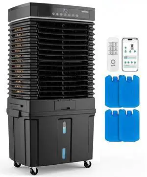 SereneLife Portable Air Cooler with 3200 CFM Power - High-Performance Evaporative Swamp Cooler for Indoor & Outdoor Spaces, 50 L Tank, 60° Oscillation, 12-Hour Timer, Wi-Fi & Remote Control (Black) SereneLife Portable Air Cooler with 3200 CFM Power - High-Performance Evaporative Swamp Cooler for Indoor & Outdoor Spaces, 50 L Tank, 60° Oscillation, 12-Hour Timer, Wi-Fi & Remote Control (Black)