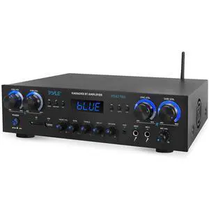 Pyle Home Stereo Receiver with Bluetooth - 4 Channel Amplifier, 800 Watt Max, USB-A Input w MP3 Player, Easy Karaoke Setup with Mic Vol, Reverb and Delay, RCA in/Out, SD Card, FM Radio - PDA77BU Pyle Home Stereo Receiver with Bluetooth - 4 Channel Amplifier, 800 Watt Max, USB-A Input w MP3 Player, Easy Karaoke Setup with Mic Vol, Reverb and Delay, RCA in/Out, SD Card, FM Radio - PDA77BU