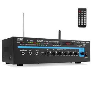 Pyle Home Compact Public Address Mono Amplifier - Professional 120 Watt Home Power Audio Sound PA Speaker Receiver System w/ RCA, Headphone, 2 Microphone Inputs, Independent Volume Control - PT210 Pyle Home Compact Public Address Mono Amplifier - Professional 120 Watt Home Power Audio Sound PA Speaker Receiver System w/ RCA, Headphone, 2 Microphone Inputs, Independent Volume Control - PT210