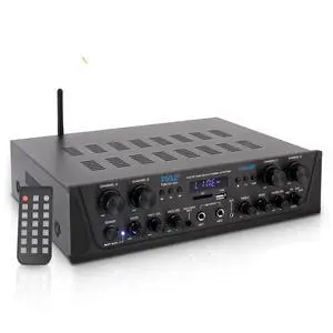 Pyle 500W Karaoke Amplifier with Bluetooth - 4 Channel Stereo Output, Front Panel Aux In, MIC1 / MIC2, Mic Vol with Echo / Talk Over, USB-A, SD/MMC, Sub Out, Rec Out - Home / Commercial -PTA44BT.5 Pyle 500W Karaoke Amplifier with Bluetooth - 4 Channel Stereo Output, Front Panel Aux In, MIC1 / MIC2, Mic Vol with Echo / Talk Over, USB-A, SD/MMC, Sub Out, Rec Out - Home / Commercial -PTA44BT.5