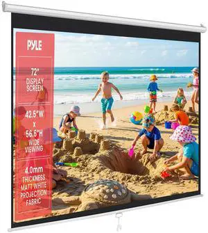 Pyle 72-Inch Manual Pull Down Projector Screen, Matte White Projection Surface, Ceiling or Wall Mount Screen Projector with Auto-Lock & Black Border for Home Theater or Office (42.5" x 56.6") Pyle 72-Inch Manual Pull Down Projector Screen, Matte White Projection Surface, Ceiling or Wall Mount Screen Projector with Auto-Lock & Black Border for Home Theater or Office (42.5" x 56.6")