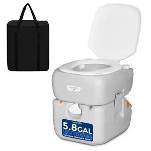 SereneLife 5.8 Gal Portable Camping Toilet For Adults, 120+ Flushes Porta Potty Camp Toilet with Detachable Waste Tank, Level Indicator, Carry Bag, Suitable for Camping, Hiking, and Boating SereneLife 5.8 Gal Portable Camping Toilet For Adults, 120+ Flushes Porta Potty Camp Toilet with Detachable Waste Tank, Level Indicator, Carry Bag, Suitable for Camping, Hiking, and Boating