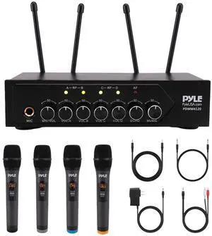 Pyle Wireless Microphones, Professional UHF Dual Microphones for Karaoke, Wireless Dynamic Microphone System Set with Rechargeable Receiver,Plug and Play, Speech, Wedding, Church, PA System Pyle Wireless Microphones, Professional UHF Dual Microphones for Karaoke, Wireless Dynamic Microphone System Set with Rechargeable Receiver,Plug and Play, Speech, Wedding, Church, PA System