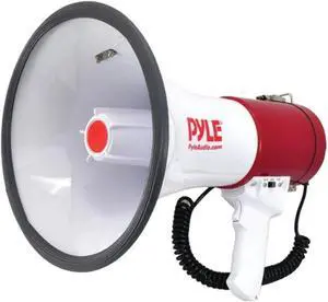 Pyle 50W Megaphone PA Bullhorn Speaker with Built-in Siren, Adjustable Volume Control, USB/SD/AUX Inputs for Music, 1200-Yard Range, Ideal for Sports, Cheer, Coaching, Outdoor Events, & Emergency Use Pyle 50W Megaphone PA Bullhorn Speaker with Built-in Siren, Adjustable Volume Control, USB/SD/AUX Inputs for Music, 1200-Yard Range, Ideal for Sports, Cheer, Coaching, Outdoor Events, & Emergency Use