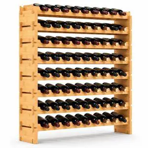 NutriChef 72 Bottle Wine Rack Stackable Bamboo Freestanding, 8-Tier Modular Shelf, Sturdy Wobble Free, Upgraded 2026 Design, Easy No-Tool Assembly for Kitchen, Cellar or Bar Storage 33.5" x 10" x 41" NutriChef 72 Bottle Wine Rack Stackable Bamboo Freestanding, 8-Tier Modular Shelf, Sturdy Wobble Free, Upgraded 2026 Design, Easy No-Tool Assembly for Kitchen, Cellar or Bar Storage 33.5" x 10" x 41"