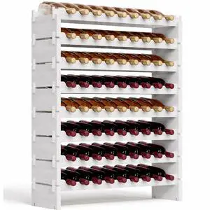 NutriChef 72 Bottle Wine Rack Stackable Bamboo Freestanding, 8-Tier Modular Shelf, Sturdy Wobble Free, Upgraded 2026 Design, Easy No-Tool Assembly for Kitchen, Cellar or Bar 33.5" x 10" x 41" (White) NutriChef 72 Bottle Wine Rack Stackable Bamboo Freestanding, 8-Tier Modular Shelf, Sturdy Wobble Free, Upgraded 2026 Design, Easy No-Tool Assembly for Kitchen, Cellar or Bar 33.5" x 10" x 41" (White)