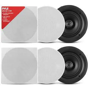 Pyle 8.0" Ceiling Wall Mount Speakers - Pair of 2-Way Full Range Sound Stereo Speaker Audio System Flush Design w/ Electronic Crossover Network 40Hz-20kHz Frequency Response & 250 Watts Peak - PDIC86 Pyle 8.0" Ceiling Wall Mount Speakers - Pair of 2-Way Full Range Sound Stereo Speaker Audio System Flush Design w/ Electronic Crossover Network 40Hz-20kHz Frequency Response & 250 Watts Peak - PDIC86