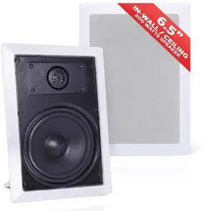 Pyle Two Way Stereo Sound Speaker - Dual Professional Audio Speakers System - In Wall / In Ceiling White Mount Flush, 6.5" Midbass, 1/2 Inch Polymer Tweeter - Indoor Home Theater - Pyle PDIW65 (Pair) Pyle Two Way Stereo Sound Speaker - Dual Professional Audio Speakers System - In Wall / In Ceiling White Mount Flush, 6.5" Midbass, 1/2 Inch Polymer Tweeter - Indoor Home Theater - Pyle PDIW65 (Pair)