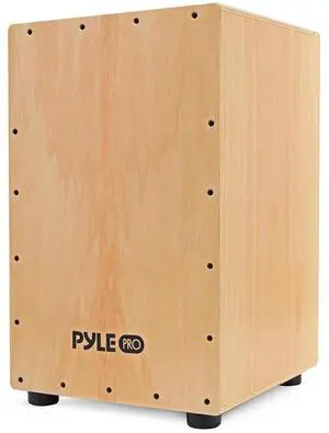 Pyle Jam - Wooden Cajon - Handcrafted Stringed Lightweight Percussion Box With Internal Guitar Strings, Rubber Capped Feet, Suitable For All Ages Pyle Jam - Wooden Cajon - Handcrafted Stringed Lightweight Percussion Box With Internal Guitar Strings, Rubber Capped Feet, Suitable For All Ages