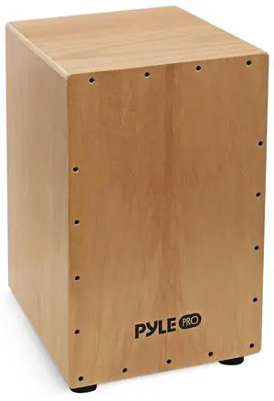 Pyle Stringed Jam Wooden Cajon, Handcraft Compact And Lightweight Percussion Box With Internal Guitar Strings, Rubber Capped Feet, Suitable For All Ages Pyle Stringed Jam Wooden Cajon, Handcraft Compact And Lightweight Percussion Box With Internal Guitar Strings, Rubber Capped Feet, Suitable For All Ages
