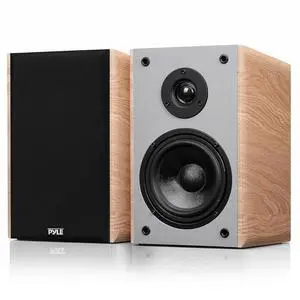 Pyle 5.25" Home Audio Speakers, 2-Way Passive Bookshelf, 200W Max Power, 1" Silk Dome Tweeter, Composite Woofer, Gold Plated 5 Way Binding Post, Rubber Surrounds, Beautiful Wood Grain Finish - Pair Pyle 5.25" Home Audio Speakers, 2-Way Passive Bookshelf, 200W Max Power, 1" Silk Dome Tweeter, Composite Woofer, Gold Plated 5 Way Binding Post, Rubber Surrounds, Beautiful Wood Grain Finish - Pair