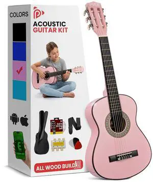 Pyle 30-Inch Beginner Acoustic Guitar Kit, 6-String Classical Style Travel Guitar for Kids & Adults - Includes Shoulder Strap, Strings, Picks, Tuning Pitch Pipe & Storage Gig Bag, Handcrafted Wood Pyle 30-Inch Beginner Acoustic Guitar Kit, 6-String Classical Style Travel Guitar for Kids & Adults - Includes Shoulder Strap, Strings, Picks, Tuning Pitch Pipe & Storage Gig Bag, Handcrafted Wood