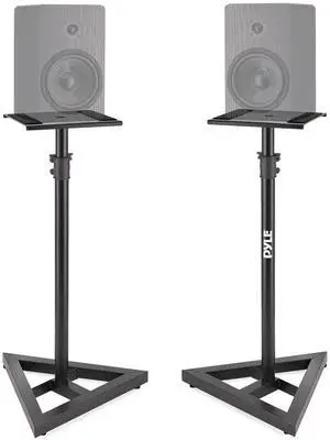 Pyle Speaker Stand Pair of Sound Play 1 and 3 Holder - Telescoping Height Adjustable from 26 - 52 Inch High Heavy Duty Three-point Triangle Base w/ Floor Spikes and 9 Square Platform, Black Pyle Speaker Stand Pair of Sound Play 1 and 3 Holder - Telescoping Height Adjustable from 26 - 52 Inch High Heavy Duty Three-point Triangle Base w/ Floor Spikes and 9 Square Platform, Black