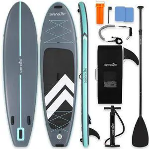 SereneLife 10 Inflatable Stand Up Paddle Board with Premium SUP Accessories - Wide Stable Design with Non-Slip EVA Deck Pad, for Youth and Adults, 350 lbs. Capacity SereneLife 10 Inflatable Stand Up Paddle Board with Premium SUP Accessories - Wide Stable Design with Non-Slip EVA Deck Pad, for Youth and Adults, 350 lbs. Capacity